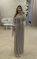 Alaya Dress Champagne Metallic - Luxe Modest Galajurk 